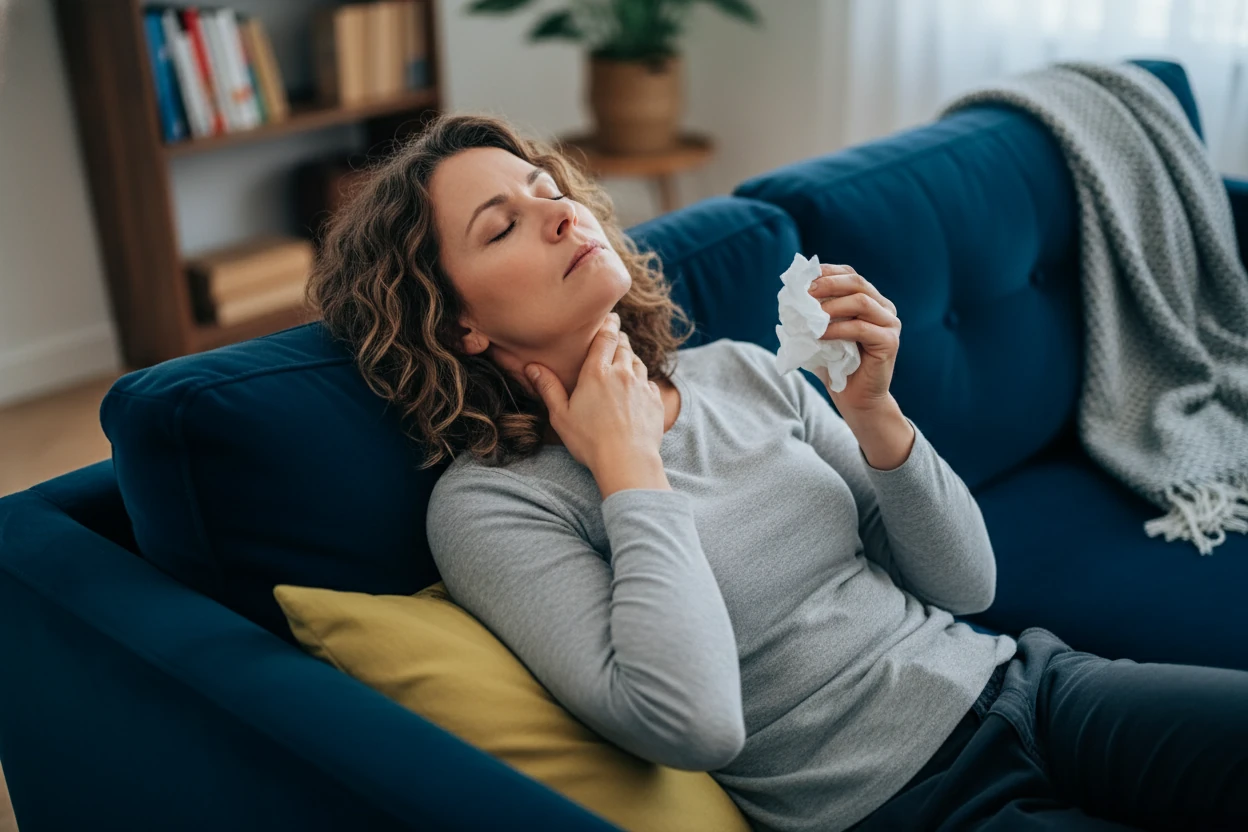 Health article illustration: What Is the Difference Between Strep Throat and a Cold webp